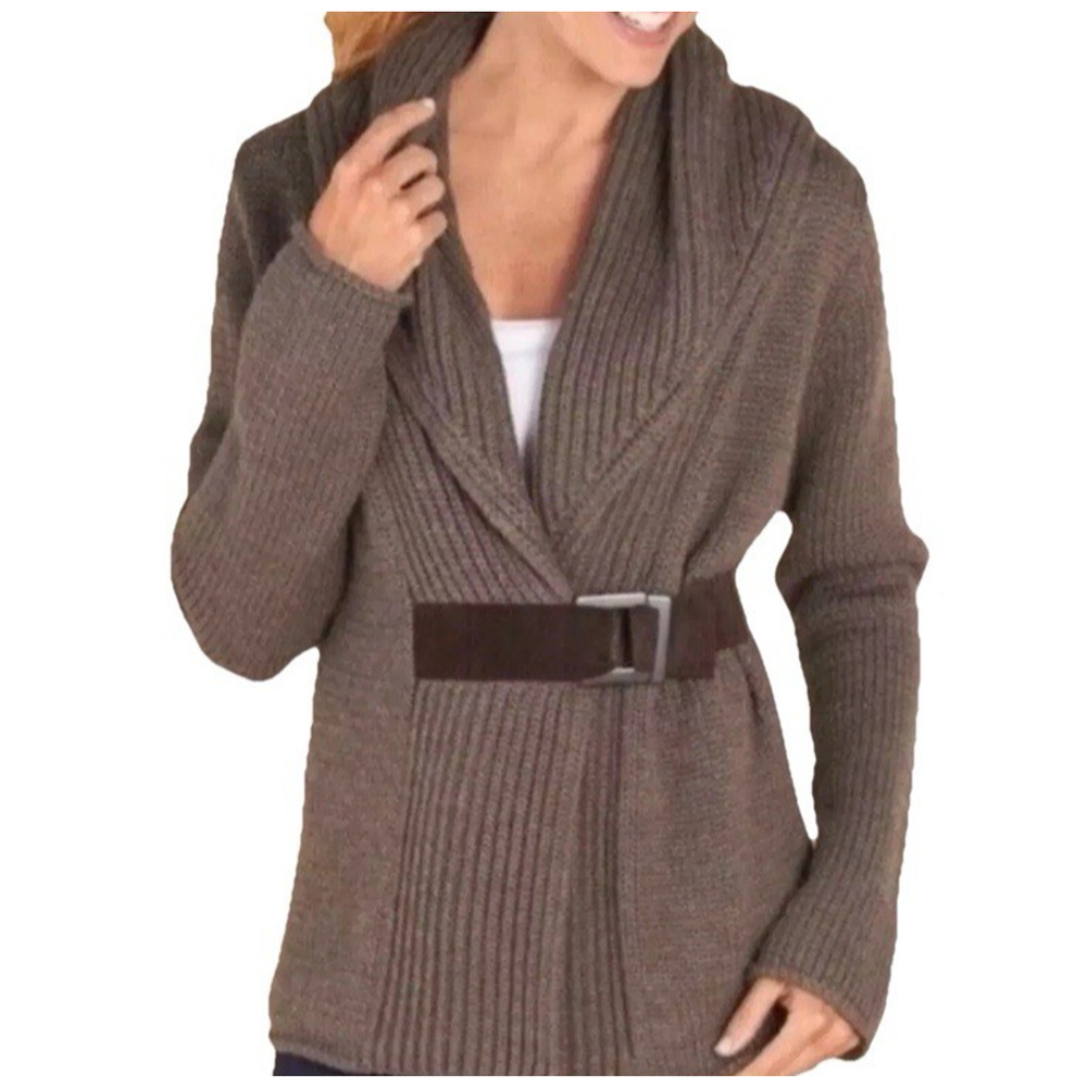 Soft Surroundings Country Weekend Cardigan‎ Sz S Wool Blend Brown Heritage Cabin